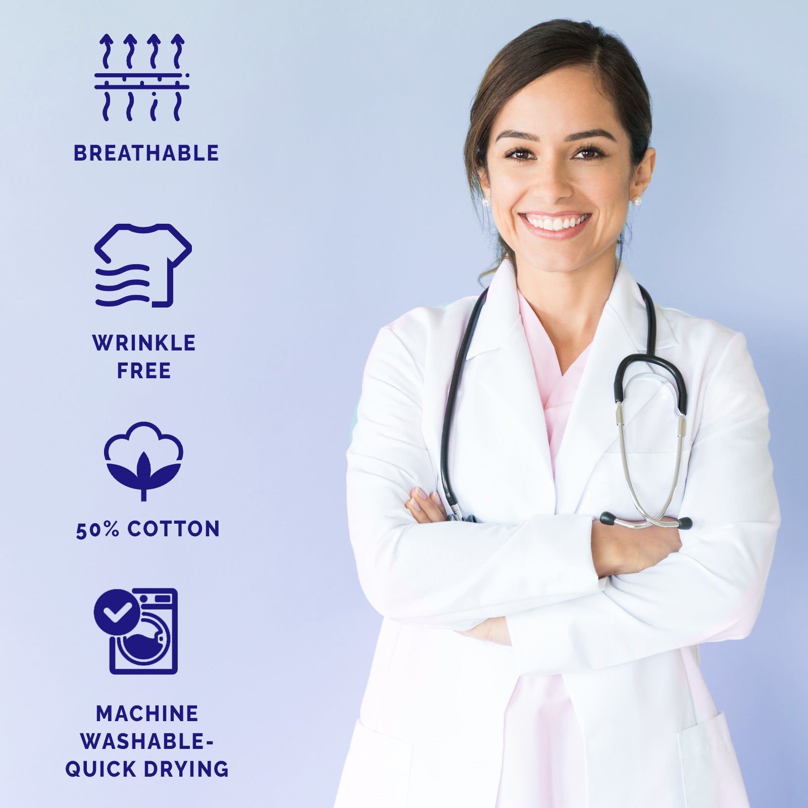 Non-Iron Cotton White Lab Coat with Hidden Snaps- Extra Large - Medvat