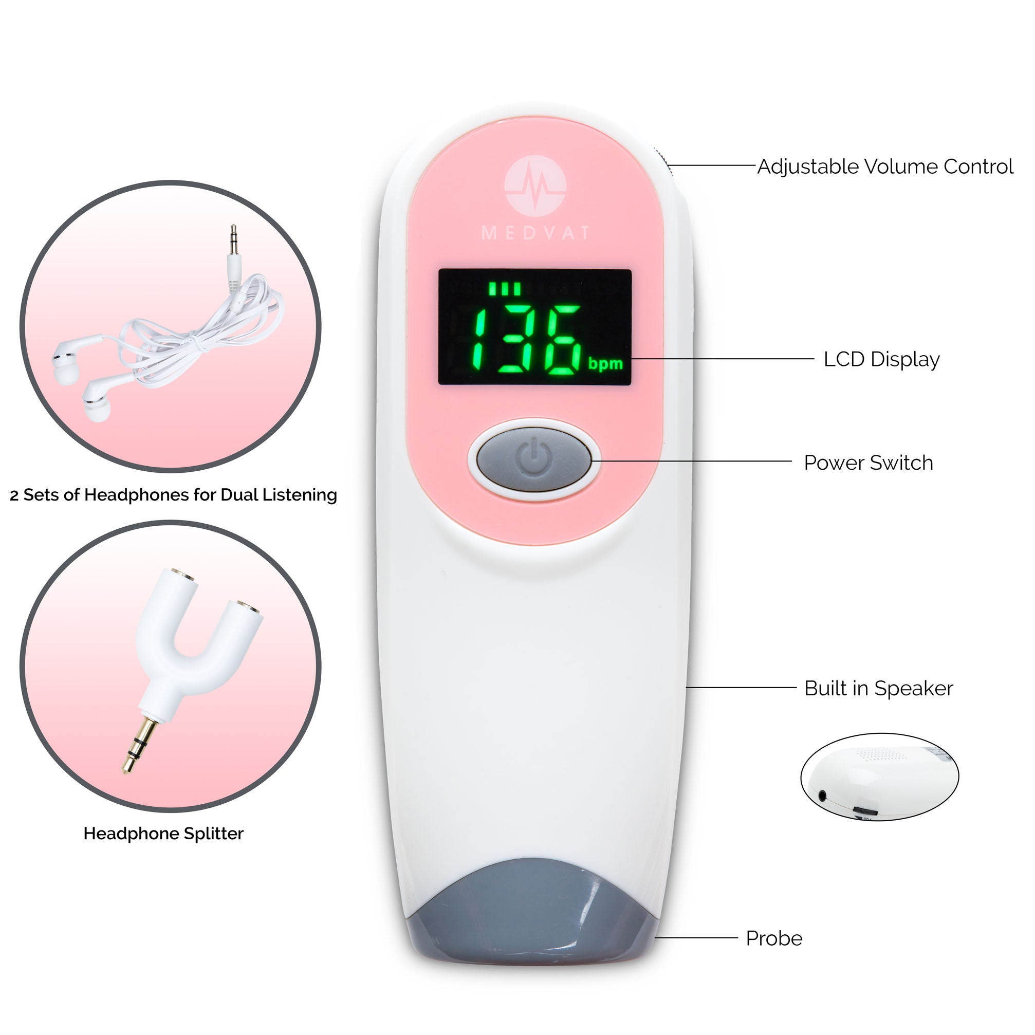 Medvat Portable Baby Doppler Heart Rate Monitor