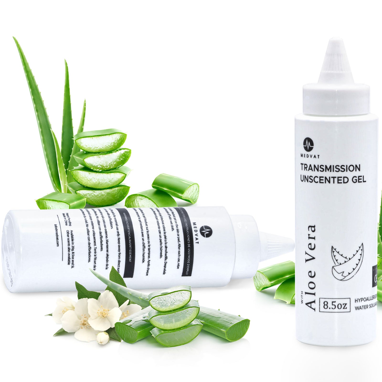 Medvat Unscented Conductive Transmission Ultrasonic Gel with Aloe Vera, Non-Irritating Hypoallergenic Cavitation, 8.5oz Squeeze Bottle