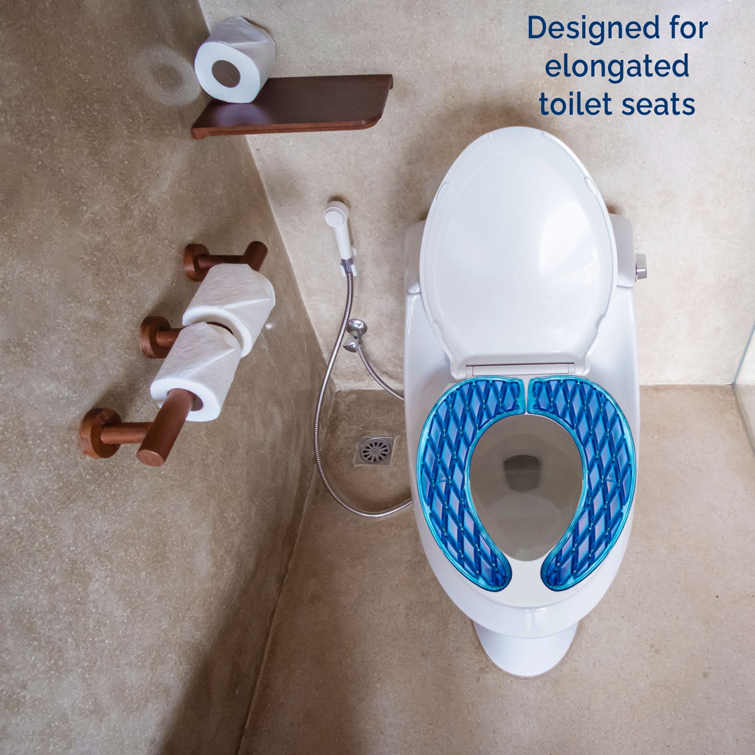 Washable Adhesive Gel Toilet Seat Cover, Maximum Pain Relief, Blue, Elongated - Medvat