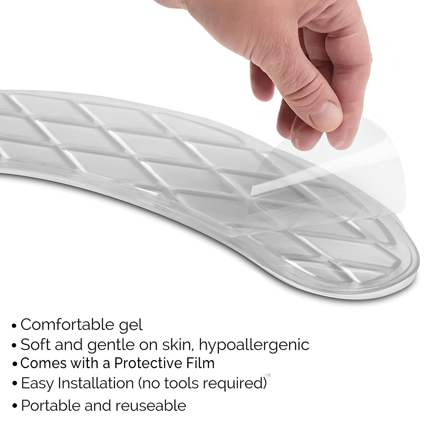 Washable Adhesive Gel Toilet Seat Cover, Maximum Pain Relief, White, Round - Medvat