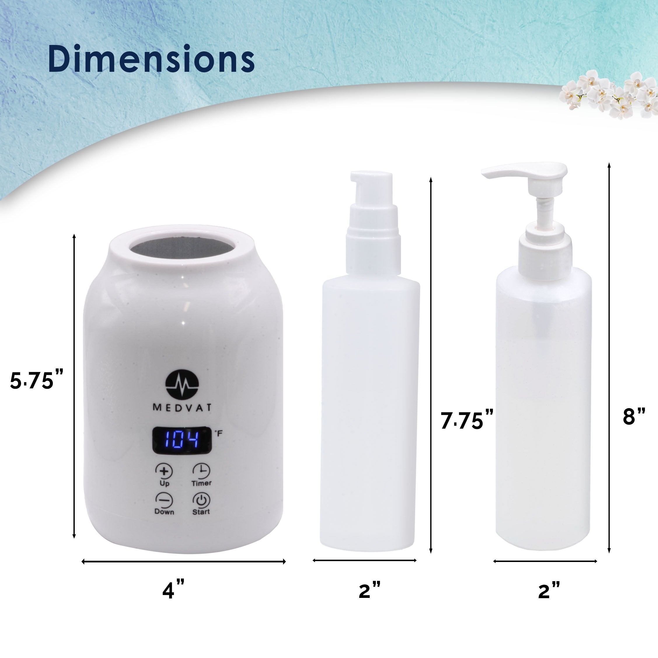 Gel Warmer with Digital Display, Built in Timer & Adjustable Temperature- Includes 2 Bottles, 3 Pumps, & Funnel - Medvat
