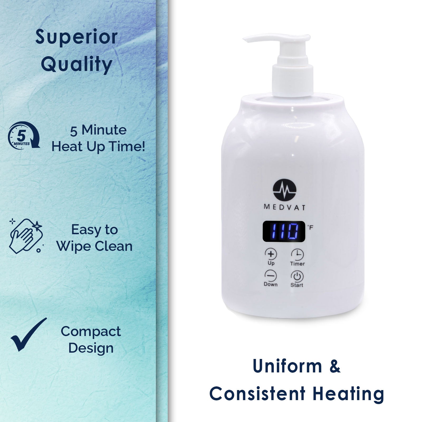 Medvat Adjustable Gel Warmer with Digital Display, Built in Timer & Pump Bottles