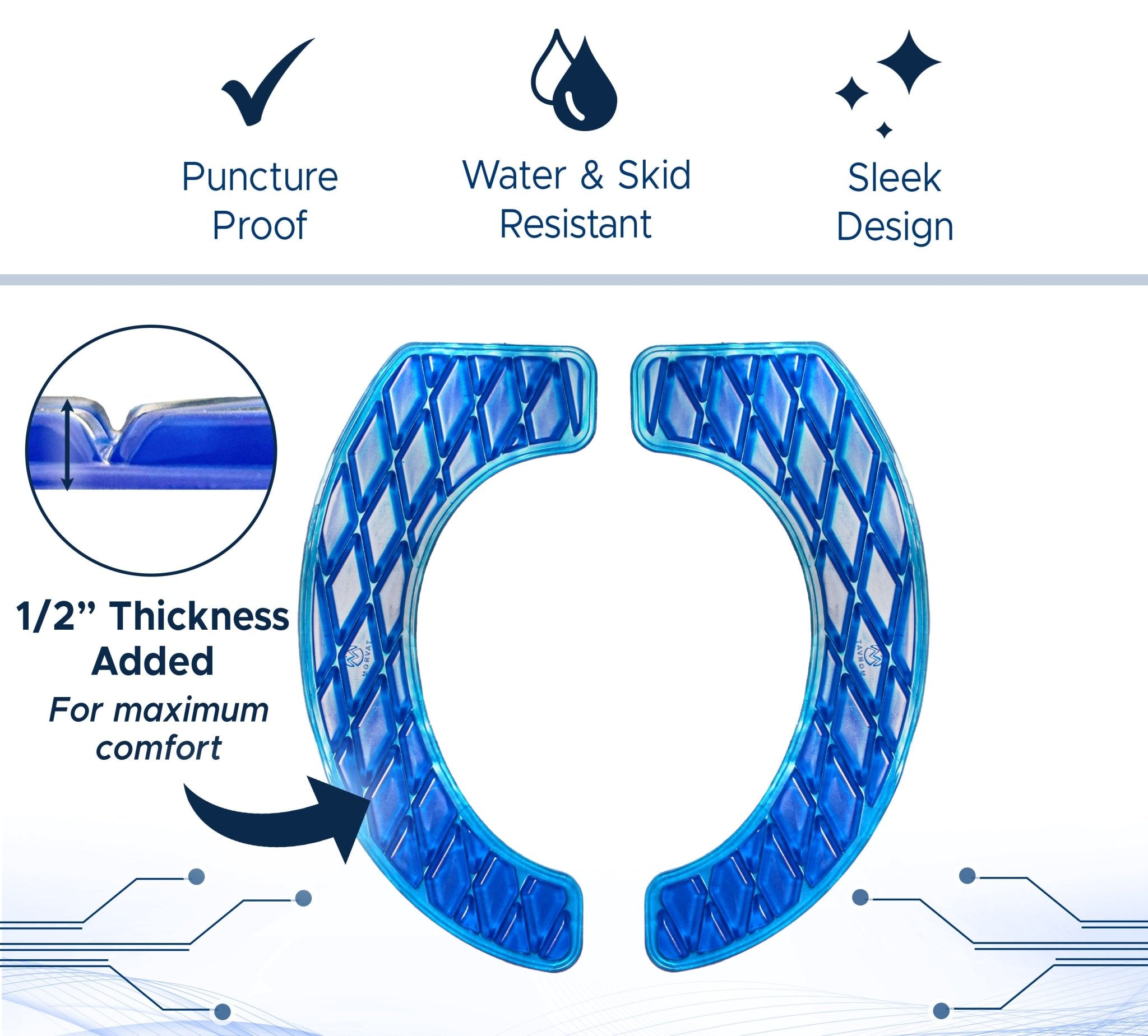 Washable Adhesive Gel Toilet Seat Cover, Maximum Pain Relief, Blue, Round - Medvat