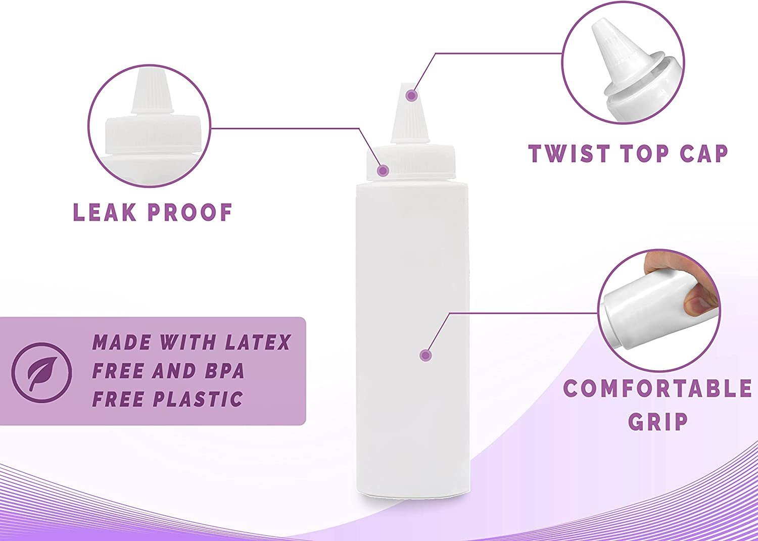 8.5oz Plastic Squeeze Twist Caps Bottles-12 Bottles, Blank Labels and Funnel - Medvat