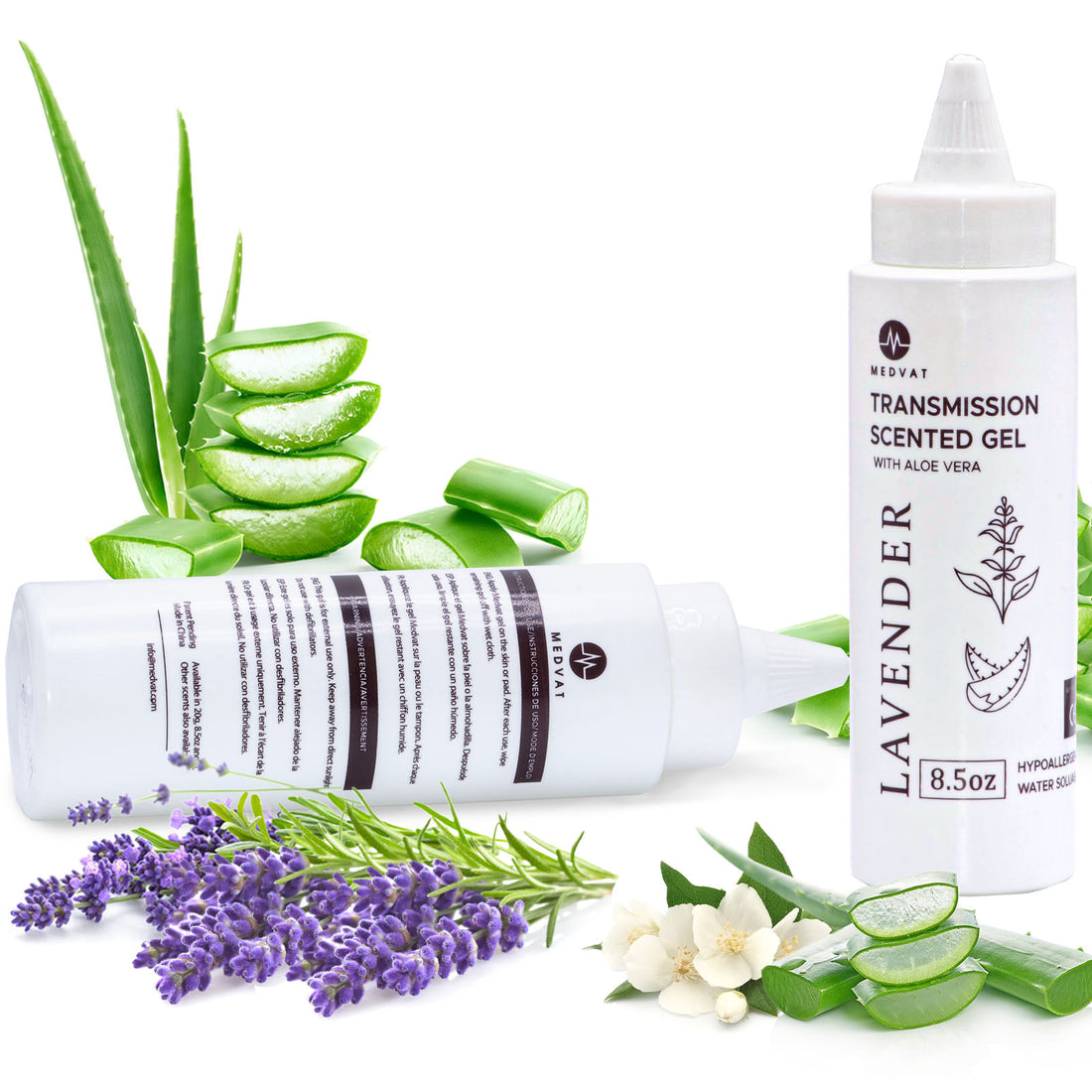 Medvat Lavender Scented Transmission Gel with Aloe Vera, Non-Irritating Hypoallergenic Cavitation, 8.5oz Squeeze Bottle, 2 Pack