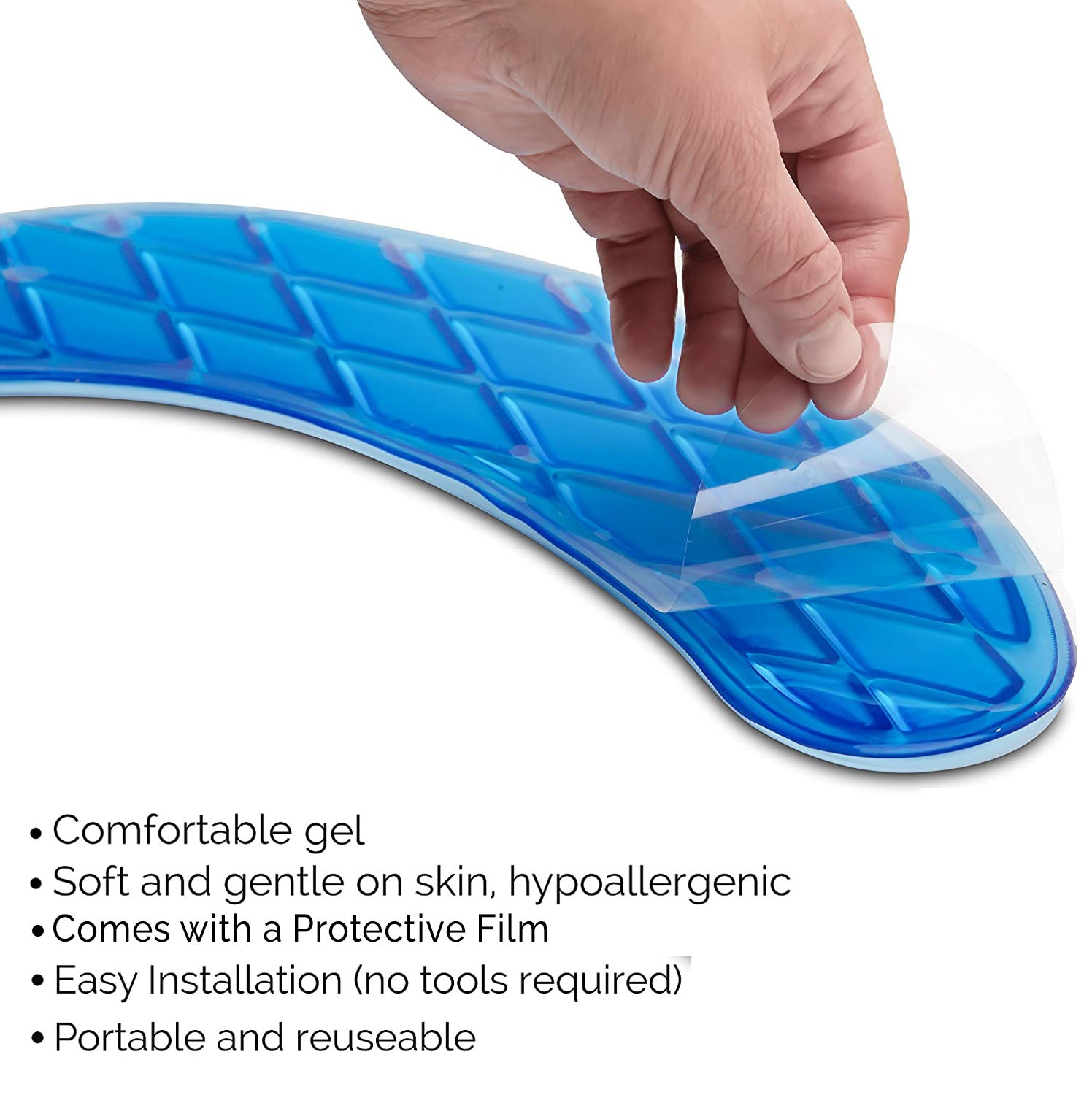 Washable Adhesive Gel Toilet Seat Cover, Maximum Pain Relief, Blue, Elongated - Medvat