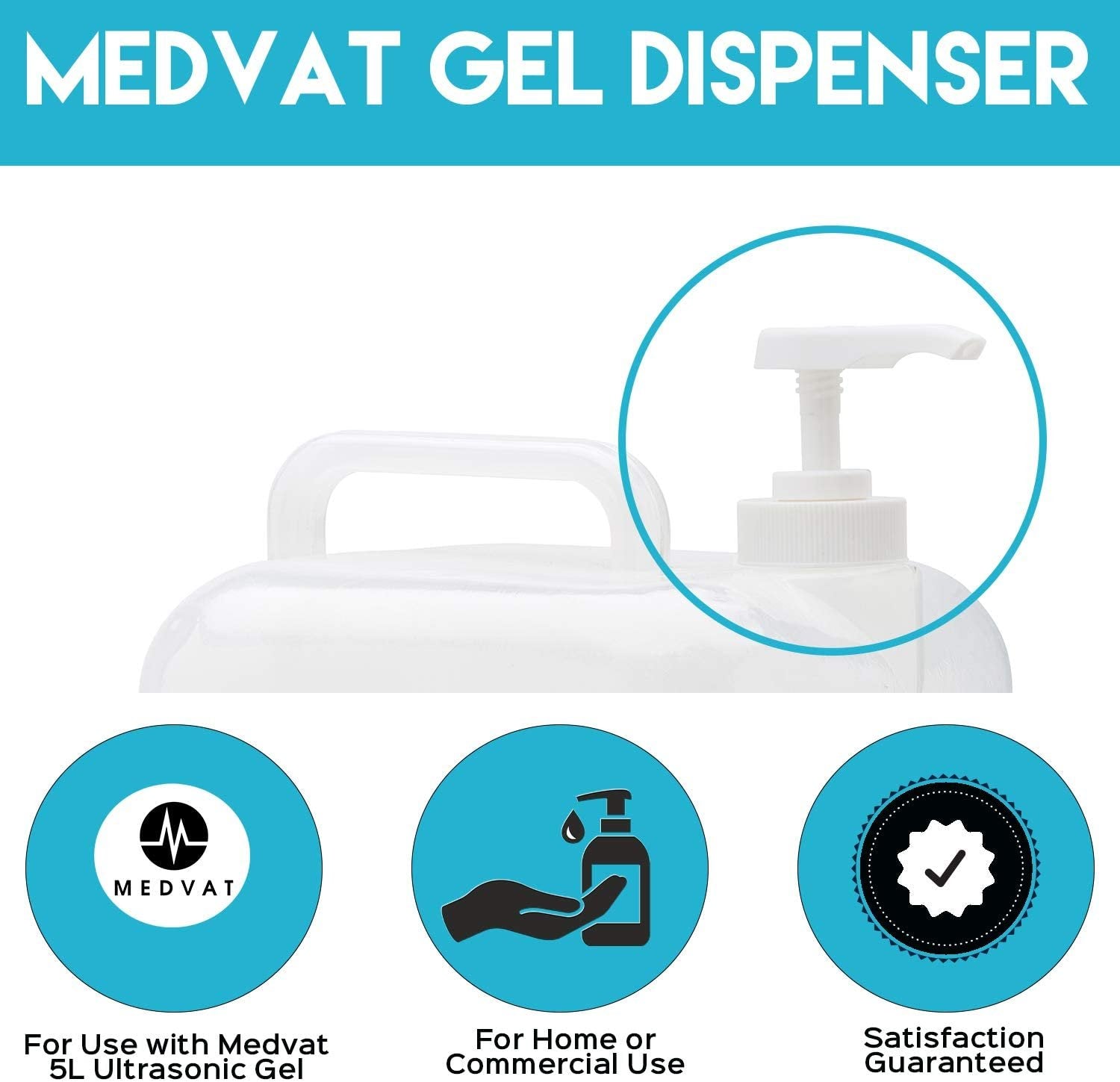 Bottle Dispenser Pump, Compatible with 5L Bottle of Medvat Ultrasonic Gel - Bottle Not Included - Medvat